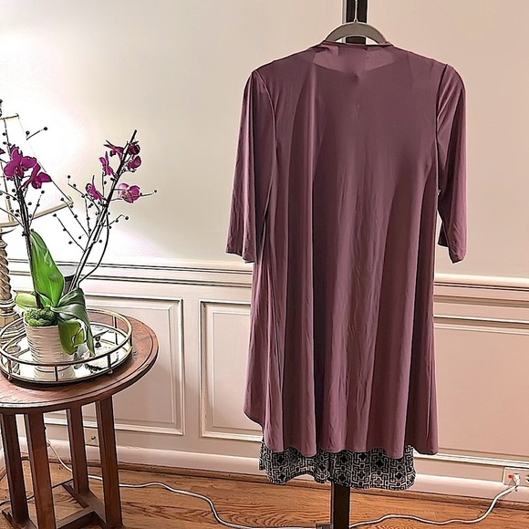 VIOLET Draped Jacket Long Waterfall Open Cardigan Matte Violet Color Resort Wear - Picture 5 of 7